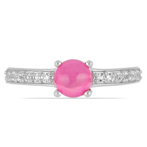 BUY NATURAL PINK ETHIOPIAN OPAL GEMSTONE CLASSIC RING IN STERLING SILVER